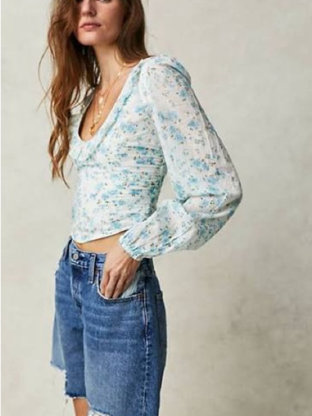 Free People Another Life Printed Top Sz Small